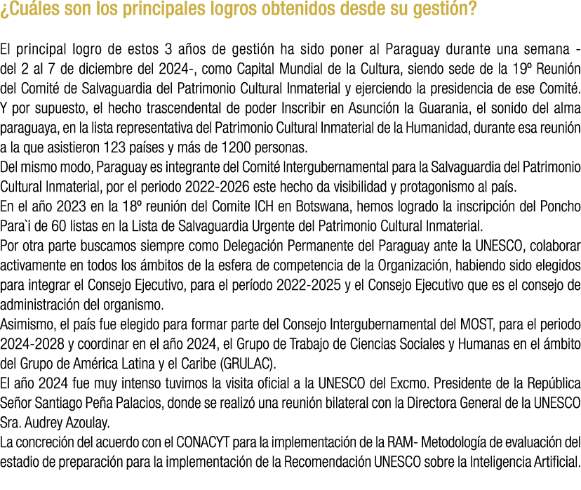 ¿Cu les son los principales logros obtenidos desde su gesti n? El principal logro de estos 3 a os de gesti n ha sido ...